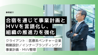 合宿を通じて事業計画とMVVを言語化し、組織の推進力を強化